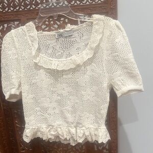 Zara Ivory Crochet Blouse